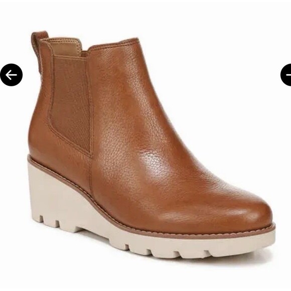 New VIONIC ALISO Wedge Chelsea Ankle Boots Women's Size 7.5 EU 38 Tan MSRP $180 - Picture 1 of 9
